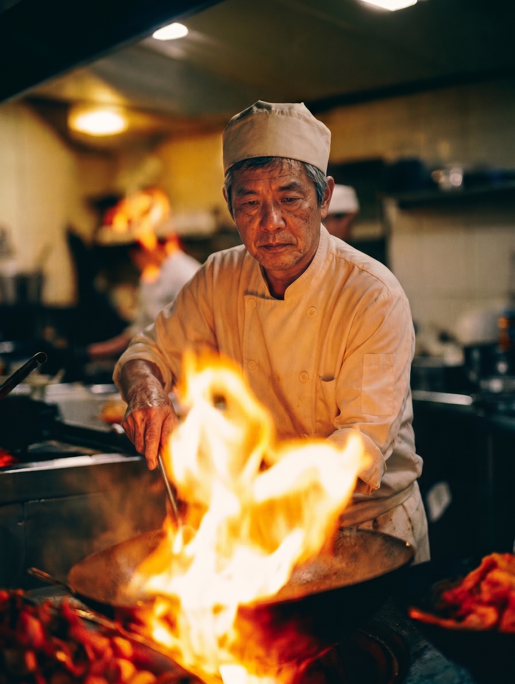 Notre cheffe au wok, en pleine préparation